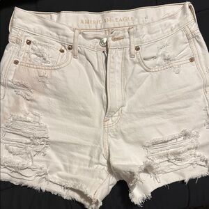 American Eagle Outfitters White Jean Shorts Distressed High-Waisted